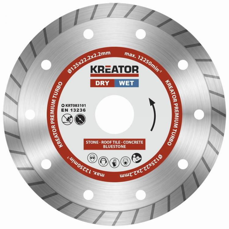 Obrázek k výrobku 37749 - KRT083101 - Diamantový kotouč celoobvodový 125mm PREMIUM TURBO