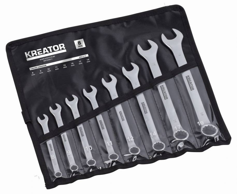 Obrázek k výrobku 36761 - KRT500011 - Sada klíčů očko/otevřený 8-19mm 8ks v kapse