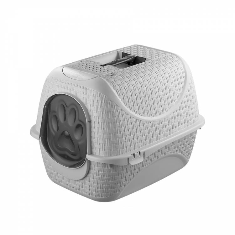 Obrázek k výrobku 82685 - Krytá toaleta pro kočky Rattan 42x50,5x40cm, šedá