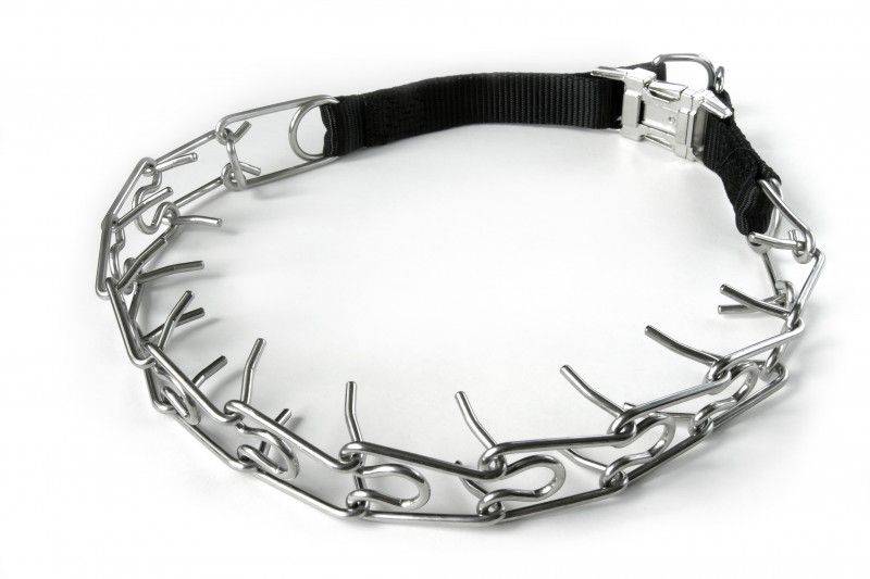 Obrázek k výrobku 75554 - Obojek polostahovací s ostny, nerez (60 cm)