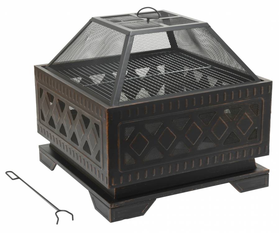 Obrázek k výrobku 74267 - Ohniště SQUARE copper patina s poklopem