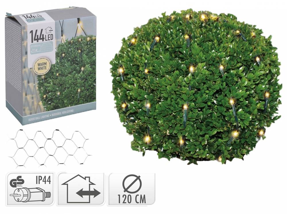Obrázek k výrobku 78355 - Osvětlení vánoční KOULE pr. 1,2 m, 144LED, teplá BÍ, SÍŤ.