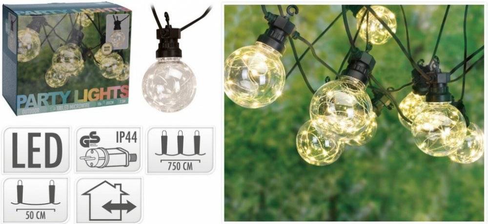 Obrázek k výrobku 72859 - Osvětlení ŽÁROVKA 8 cm, 7,5 m, 50LED, venkovní