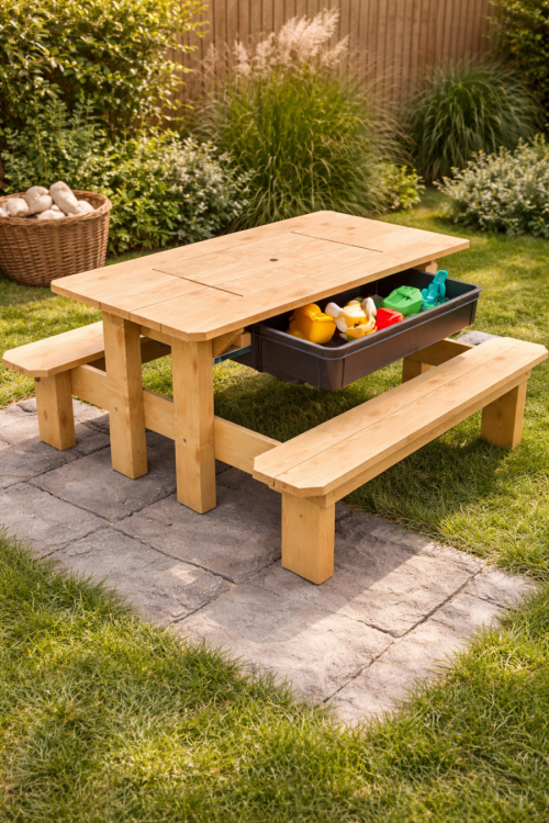 Obrázek k výrobku 39526 - Piknikový stolek Herold IMPREGNOVANÝ s plastovým boxem .