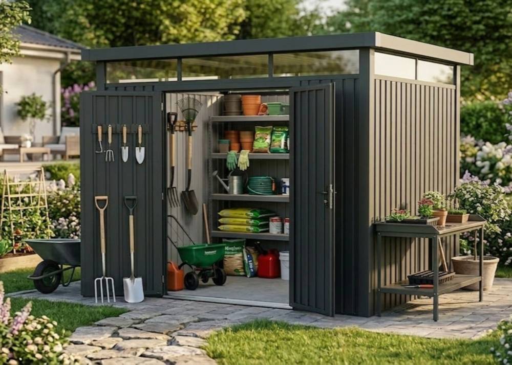 Obrázek k výrobku 82590 - plechový domek LANITPLAST MARBURG 108 ANTRACIT LG4018