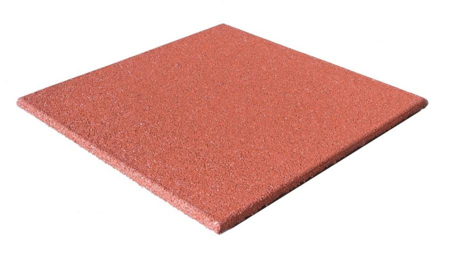 Obrázek k výrobku 49969 - Pryžová deska 0,5x0,5m červená - hladká - výška pádu 0,5m .