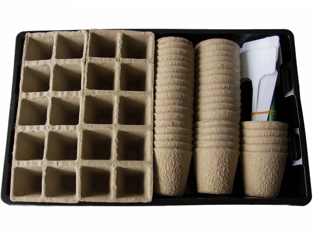 Obrázek k výrobku 79041 - Sadbová deska 10 polí (2 ks) + květináč pr. 6 cm (40 ks) + příslušenství, sada 65 dílů