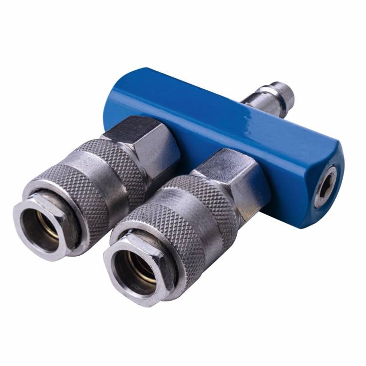 Obrázek k výrobku 37806 - Scheppach Vzduchová rozbočka se 2 rychlospojkami -