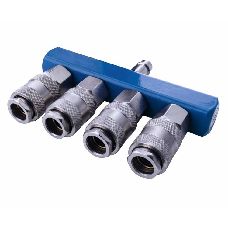 Obrázek k výrobku 37807 - Scheppach Vzduchová rozbočka se 4 rychlospojkami -