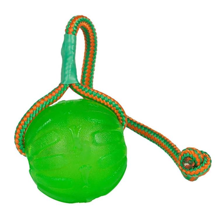 Obrázek k výrobku 75679 - Silikonový míček na šňůrce s otvorem na krmivo