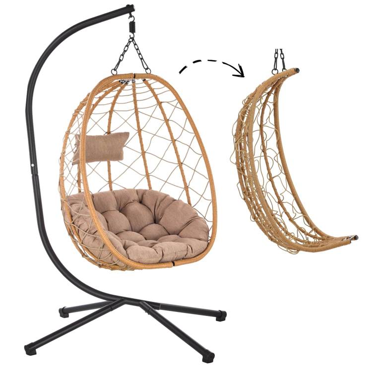 Obrázek k výrobku 95346 - Skládací závěsné křeslo béžové 103x95x185 cm