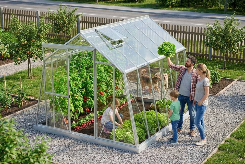 Obrázek k výrobku 94737 - skleník LANITPLAST LIMES Viva V7/3 čiré sklo 3 mm LG4705