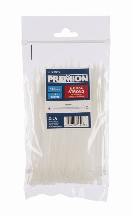 Obrázek k výrobku 90786 - Stahovací pásky bílé 3,6 x 140mm 100ks