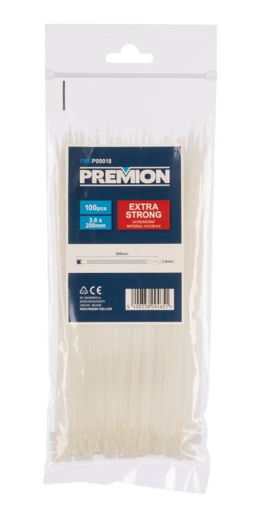 Obrázek k výrobku 90777 - Stahovací pásky bílé 3,6 x 200mm 100ks