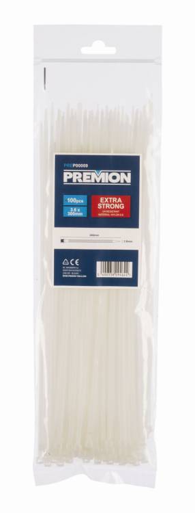 Obrázek k výrobku 90749 - Stahovací pásky bílé 3,6 x 300mm 100ks