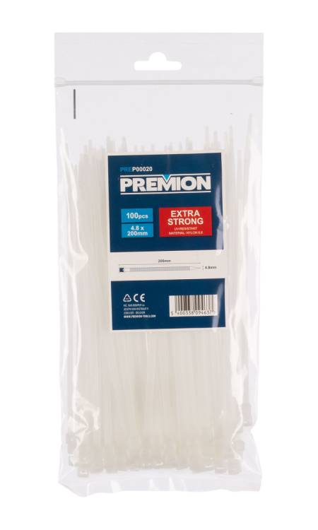 Obrázek k výrobku 90779 - Stahovací pásky bílé 4,8 x 200mm 100ks