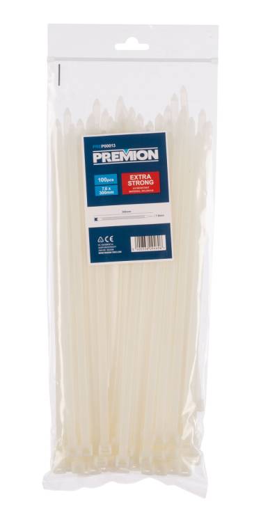 Obrázek k výrobku 90762 - Stahovací pásky bílé 7,6 x 300mm 100ks