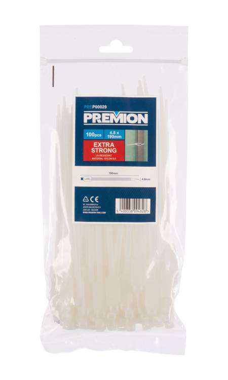 Obrázek k výrobku 90791 - Stahovací pásky bílé s popisným štítkem 4,8 x 190mm 100ks