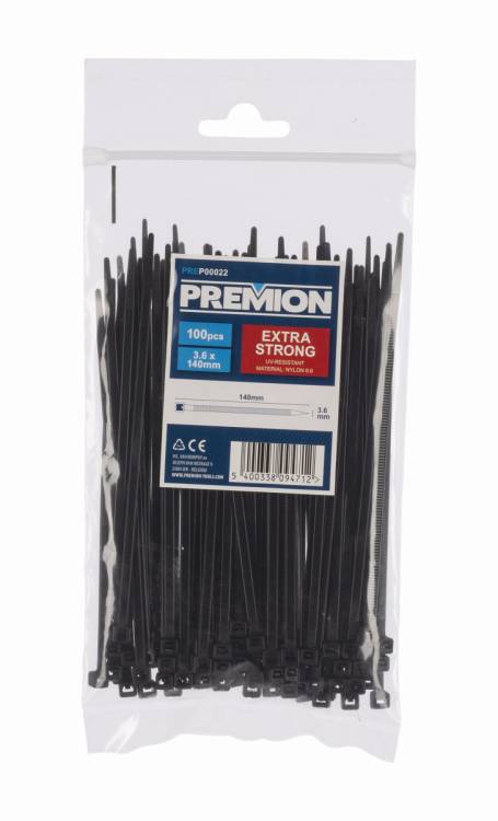 Obrázek k výrobku 90785 - Stahovací pásky černé 3,6 x 140mm 100ks