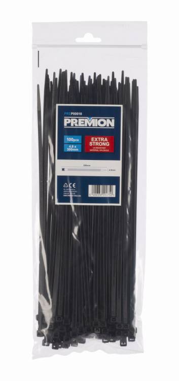 Obrázek k výrobku 90750 - Stahovací pásky černé 4,8 x 300mm 100ks