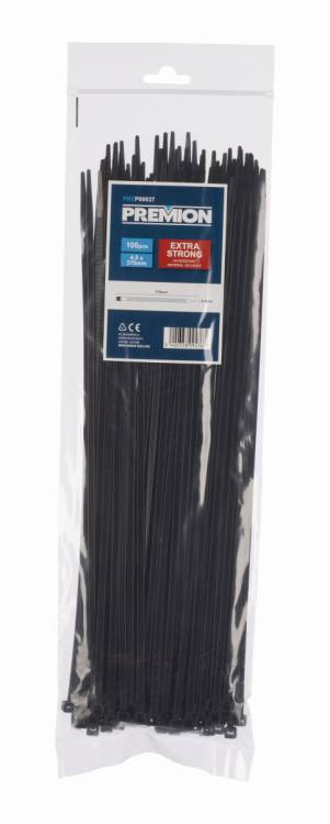 Obrázek k výrobku 90799 - Stahovací pásky černé 4,8 x 370mm 100ks