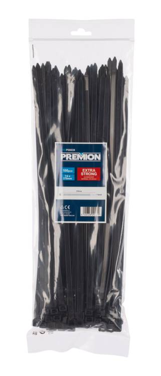 Obrázek k výrobku 90801 - Stahovací pásky černé 7,6 x 370mm 100ks