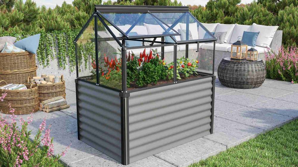 Obrázek k výrobku 80710 - vyvýšený záhon s pařeništěm VITAVIA GAIA JUMBO sklo 3 mm černý LG3739