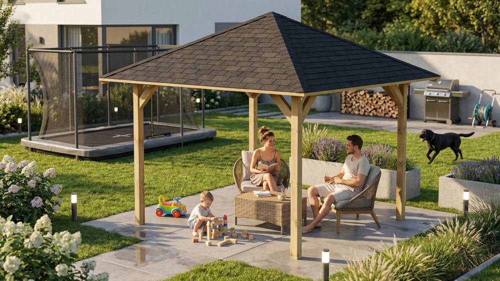 Obrázek k výrobku 54160 - zahradní altán KARIBU CORDOBA 68820 vč. černého střešního šindele