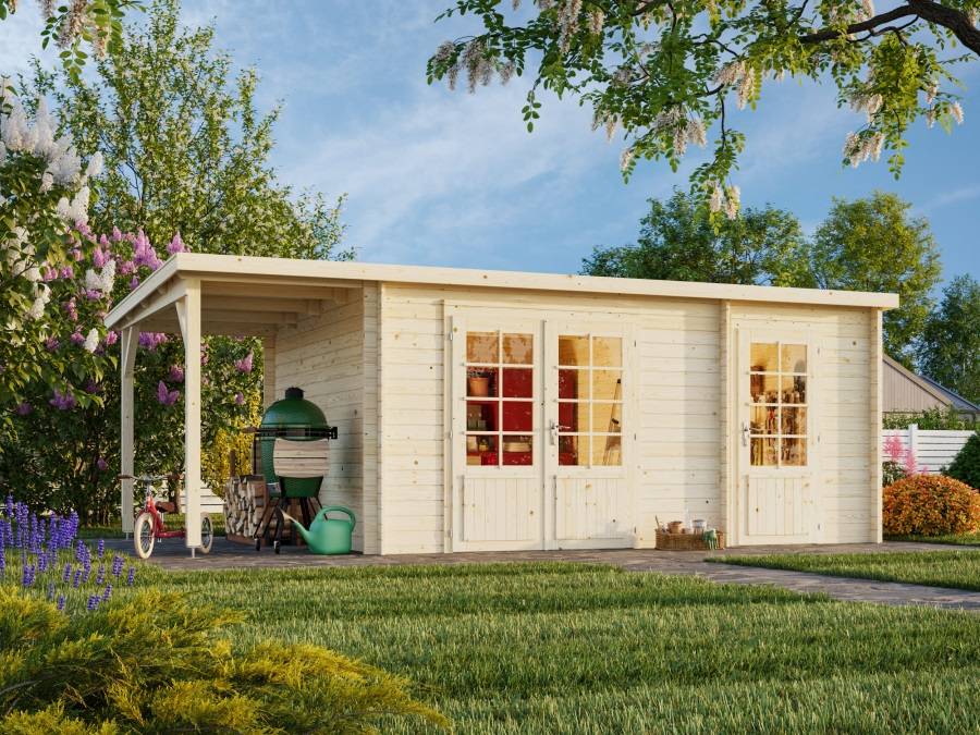 Obrázek k výrobku 52746 - ZAHRADNI DOMEK Ella 13,1 + 3,9 m2 610 x 320 cm tl.: 28 mm