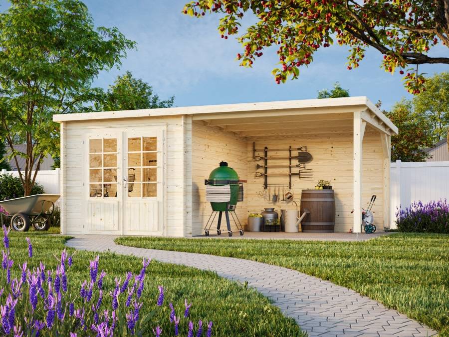 Obrázek k výrobku 34190 - ZAHRADNÍ DOMEK Ella 6,9 + 8,2 m2 Přístřešek