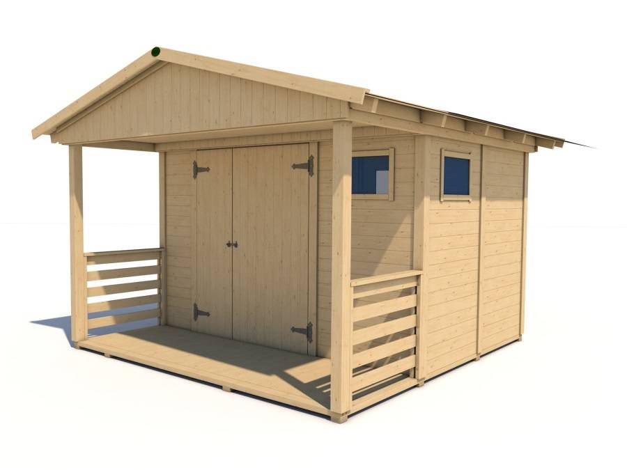 Obrázek k výrobku 90595 - Zahradní domek HEROLD A3322 Plus s terasou (6,3 + 3,1 m2) Zahradní domek HEROLD A3322 Plus s terasou  (6,3 + 3,1 m2)