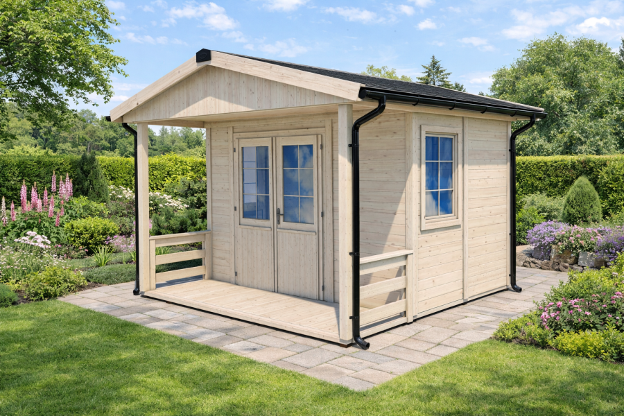 Obrázek k výrobku 79209 - Zahradní domek HEROLD A3322 Premium s terasou (6,3 + 3,5 m2)