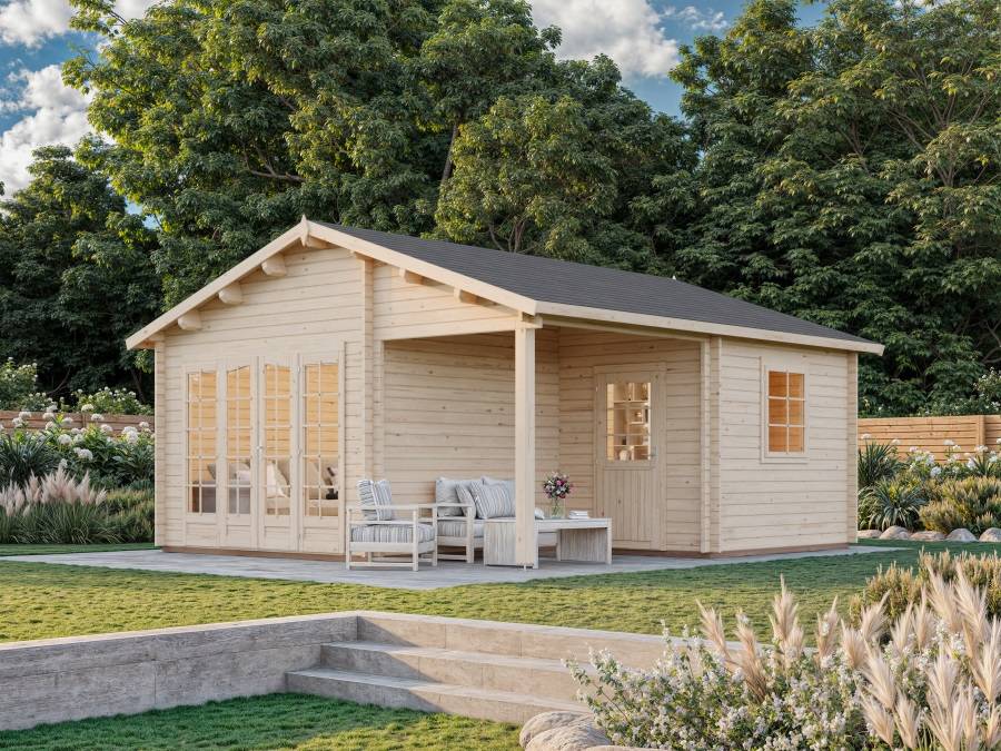 Obrázek k výrobku 23834 - Zahradní domek Irene 21,9 + 5,2 m2 (530x570 cm) tl.44 mm