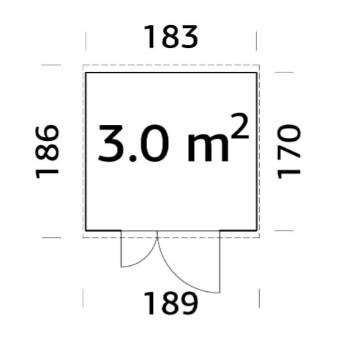 Obrázek k výrobku 39518 - ZAHRADNÍ DOMEK Leif 3,1 m2 - na nářadí  (183 x 170) tl.16 mm