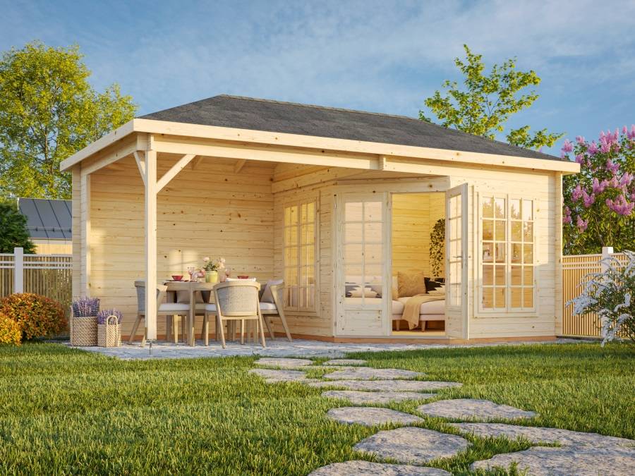 Obrázek k výrobku 35100 - ZAHRADNI DOMEK Melanie 6,8 + 8,3 m2 577 x 300 cm tl.: 28 mm