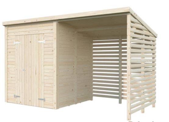 Obrázek k výrobku 82207 - Zahradní domek s dřevníkem Leif 3,0 + 2,9  m2 Zahradní domek s dřevníkem Leif 3,0 + 2,9  m2