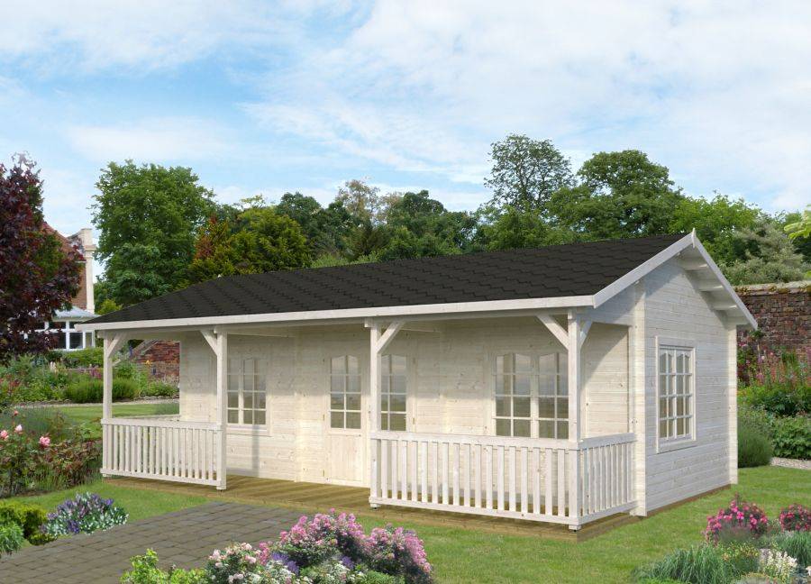 Obrázek k výrobku 20958 - ZAHRADNÍ DOMEK Sandra 25,6 + 11,1 m2 (791x370/520cm) tl. 44mm