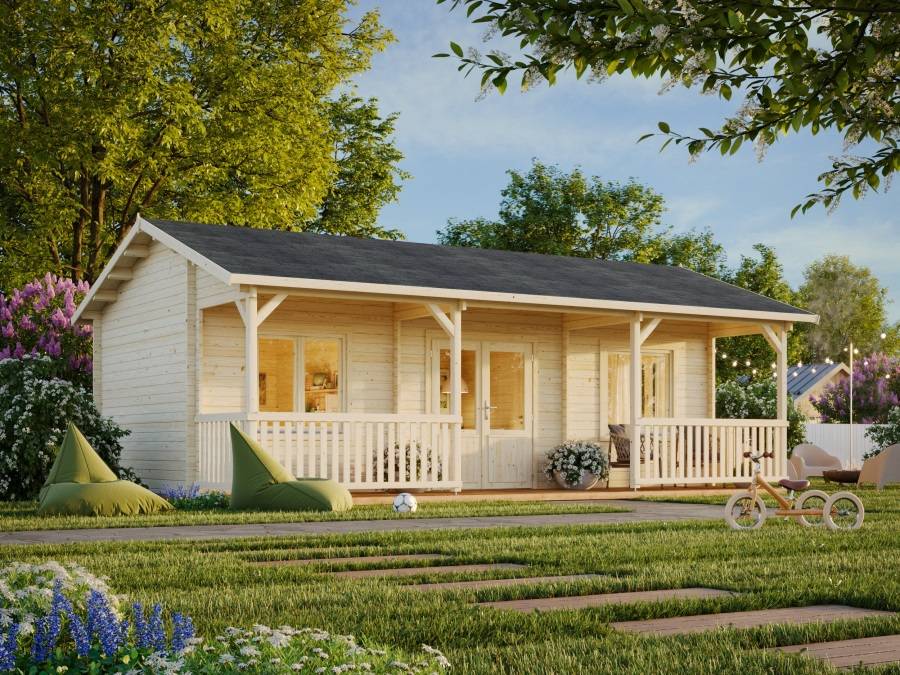 Obrázek k výrobku 20958 - ZAHRADNÍ DOMEK Sandra 25,6 + 11,1 m2 (791x370/520cm) tl. 44mm