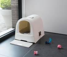 Obrázek k výrobku 76338 - CURVER RATTAN toaleta pro kočky / krémová