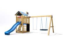 Obrázek k výrobku 78551 - Dětské hřiště Monkey´s Home Malý pirát HOOK s modrou skluzavkou Dětské hřiště Monkey´s Home Malý pirát HOOK s modrou skluzavkou