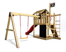 Obrázek k výrobku 78600 - Dětské hřiště Monkey´s Home Malý pirát MAD s červenou skluzavkou Dětské hřiště Monkey´s Home Malý pirát MAD s červenou skluzavkou