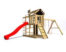 Obrázek k výrobku 78607 - Dětské hřiště Monkey´s Home Malý pirát RED se zelenou skluzavkou Dětské hřiště Monkey´s Home Malý pirát RED se zelenou skluzavkou