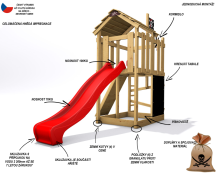 Obrázek k výrobku 78596 - Dětské hřiště Monkey´s Home Malý pirát ZET s červenou skluzavkou Dětské hřiště Monkey´s Home Malý pirát ZET s červenou skluzavkou