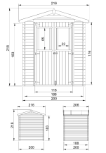 Obrázek k výrobku 49362 - Domek na nářadí EKO-LINE H343 200x200 cm tl. 19 mm