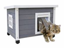 Obrázek k výrobku 81681 - Dřevěná bouda pro kočky KERBL RUSTICA šedá