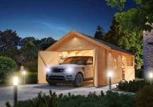 Obrázek k výrobku 54039 - dřevěná garáž KARIBU 43545 40 mm natur