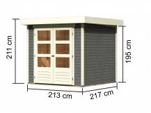 Obrázek k výrobku 53469 - dřevěný domek KARIBU ASKOLA 2 (82901) tm. šedý