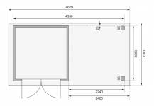 Obrázek k výrobku 53473 - dřevěný domek KARIBU ASKOLA 2 + přístavek 240 cm (73245) natur