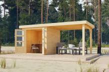 Obrázek k výrobku 53501 - dřevěný domek KARIBU ASKOLA 2 + přístavek 280 cm (77723) natur