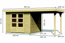 Obrázek k výrobku 21963 - dřevěný domek KARIBU ASKOLA 3 + přístavek 240 cm (73246) natur